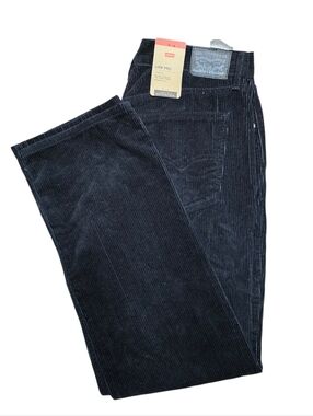 Nwt! Levi's Low Pro Black Corduroy Pants Mid Rise Straight Leg 29 x 30